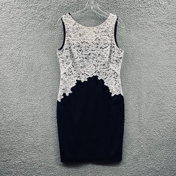 Lauren Ralph Lauren Sheath Dress‎ Womens Medium Floral Lace Overlay Lined - Picture 1 of 14